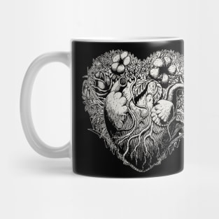 Foliage Heart Drawing Illustration on Dark Mug